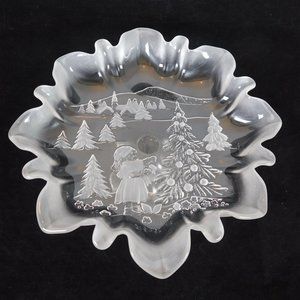 Christmas Story Bon Bon Cookie Plate Mikasa 9.75" Wide Footed Pedestal 4.5” Tall